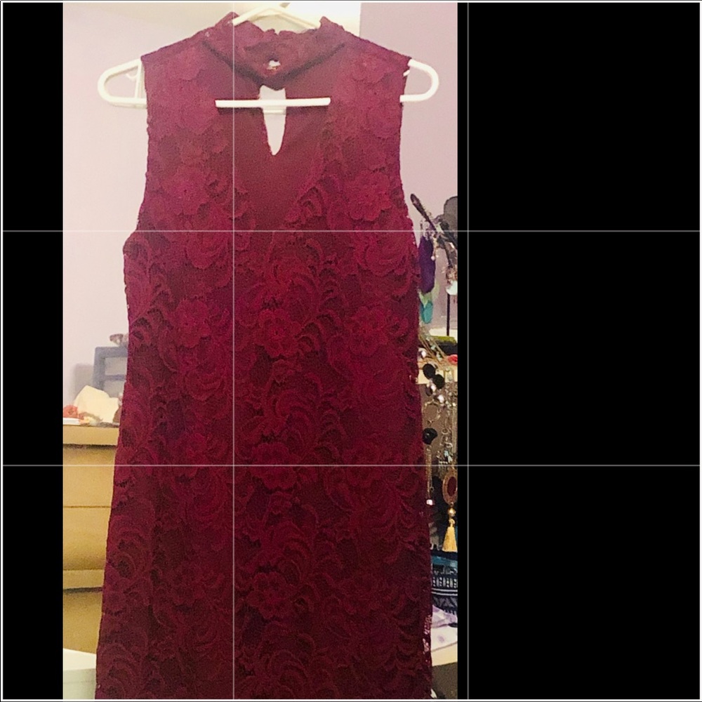 Maroon colored lace dress